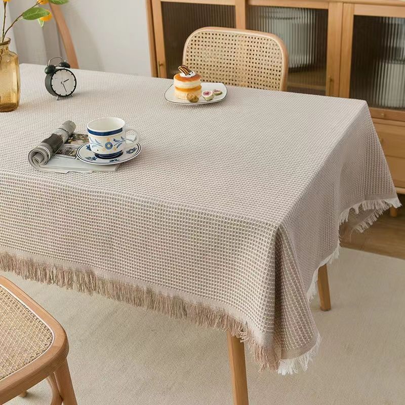 日式侘寂风奶茶色桌布ins风加厚棉麻布艺高级感轻奢餐桌方桌布