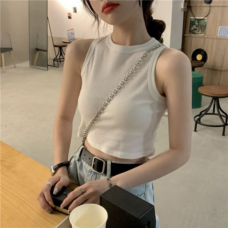 Outer wear hot girl suspender top design sense niche inner wear summer new short paragraph large size sports vest female