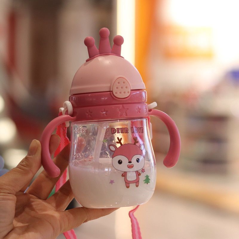Super cute children's water cup waterproof straw cup for students to go to school kindergarten milk cup direct drinking household kettle
