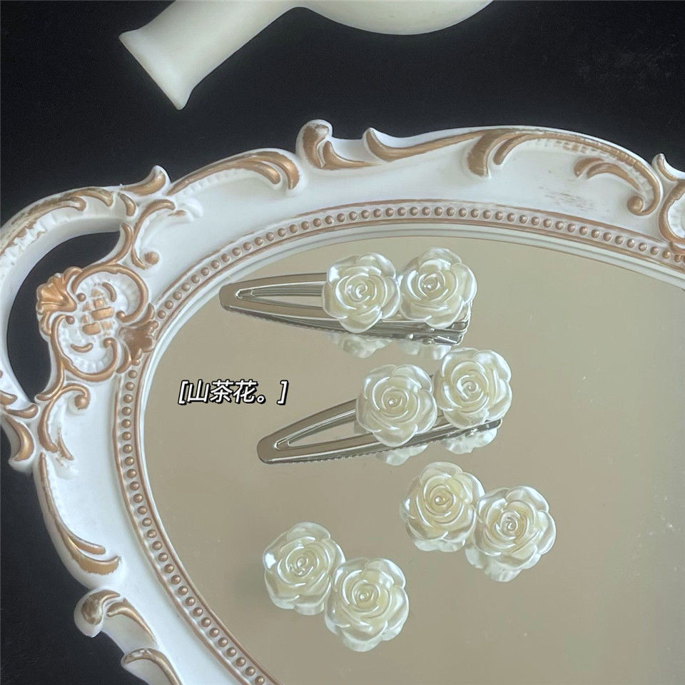 Retro camellia flower hairpin one-word clip temperament gentle and versatile bangs side clip simple ins duckbill clip headwear