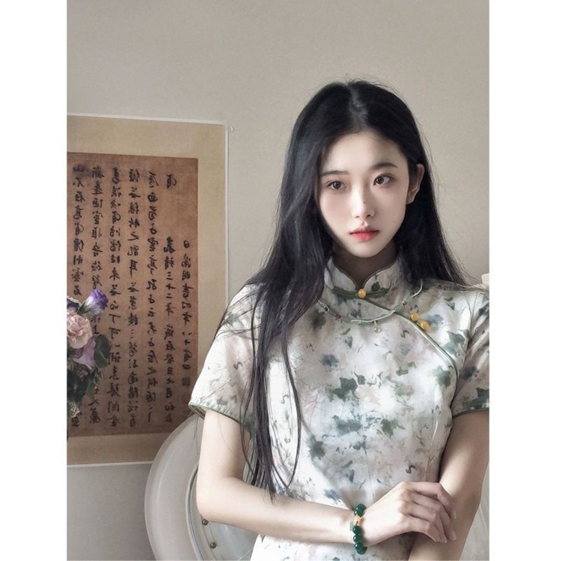 2023年新款改良旗袍民國風大小姐夏款年輕少女高端文藝碎花小清新