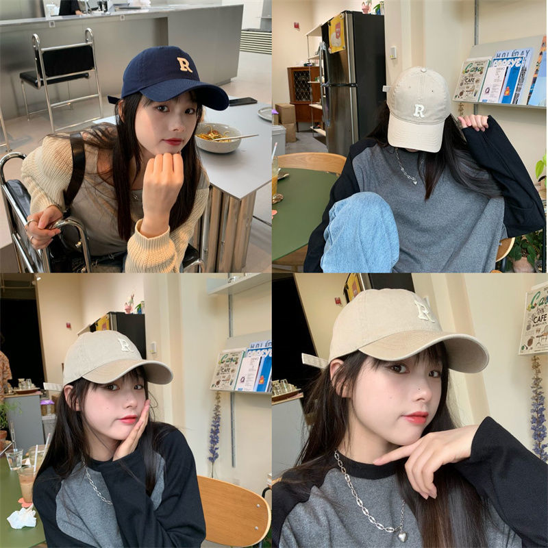 R standard brown baseball cap women's big head circumference is thin and face small all-match sports hat men's Korean version of the peaked cap tide