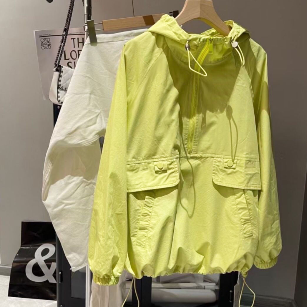2023 summer new European fashion zipper hooded pullover jacket Korean style loose sweater coat women's fashion