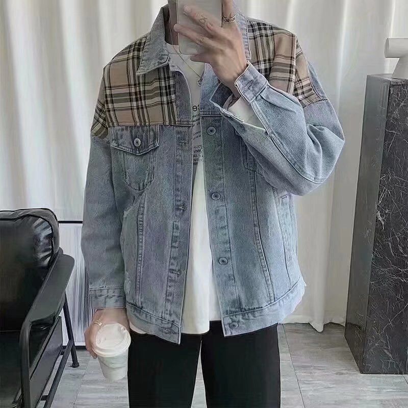 Spring and autumn new denim jacket men's and women's fashion ins loose jacket jacket ruffian handsome fashion brand youth versatile top
