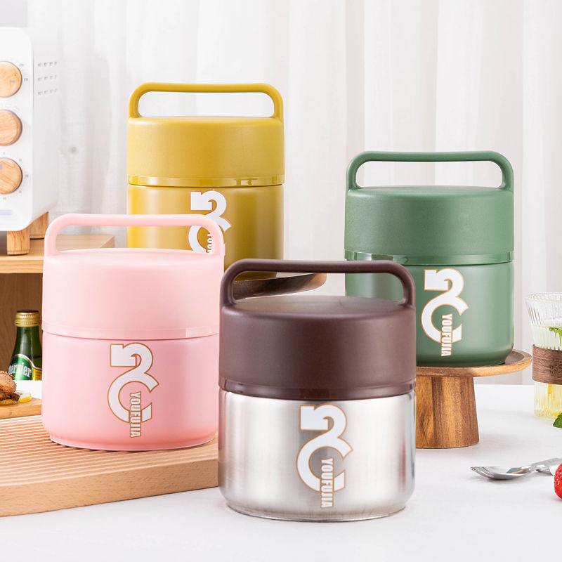 304 double-layer stainless steel insulated lunch box 12 hour super long stewing beaker cute girl heart student portable lunch box