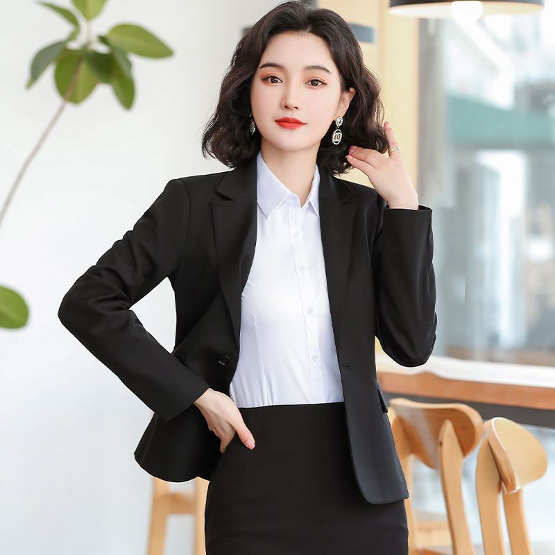 西装外套女韩版正装春夏大学生工作服职业套装气质上衣黑色小西服