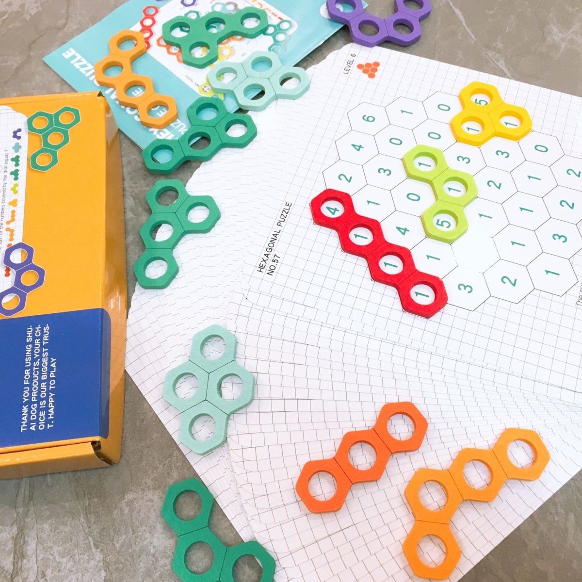 蜂窝趣味百变拼图儿童逻辑思维数字配对六边形桌游儿童益智玩具