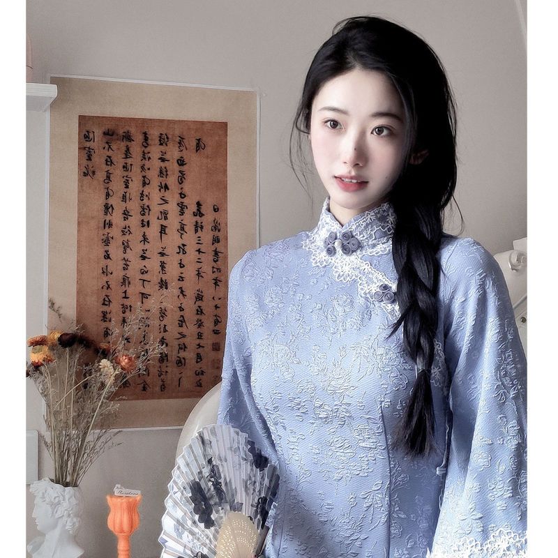 蝕骨改良旗袍女2023年春夏新款年輕款少女日常夏復古民國風倒大袖