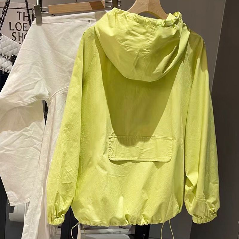2022 summer new fashion zipper hooded sunscreen jacket Korean loose sweater jacket women