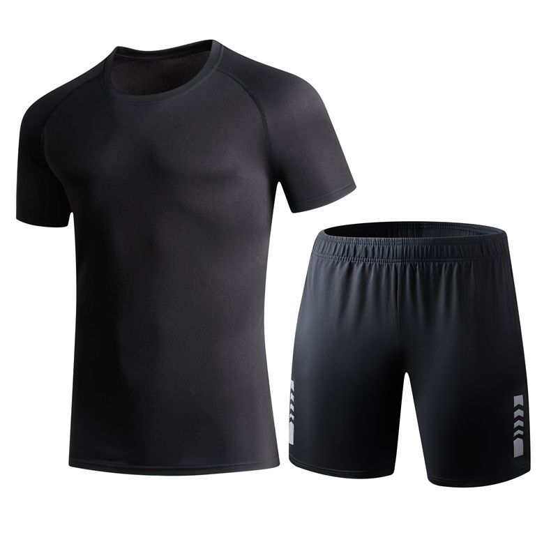 夏季新款男士短袖休闲运动套装男健身跑步户外运动服速干t恤/套装