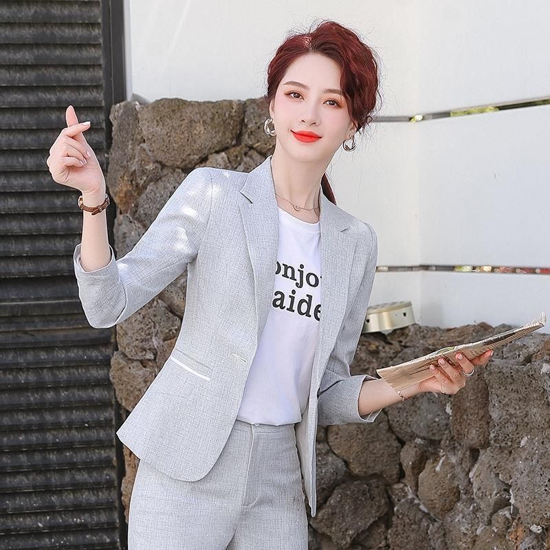 職業裝單件/套裝女秋冬修身氣質大學生面試服顯瘦小個子外套女潮