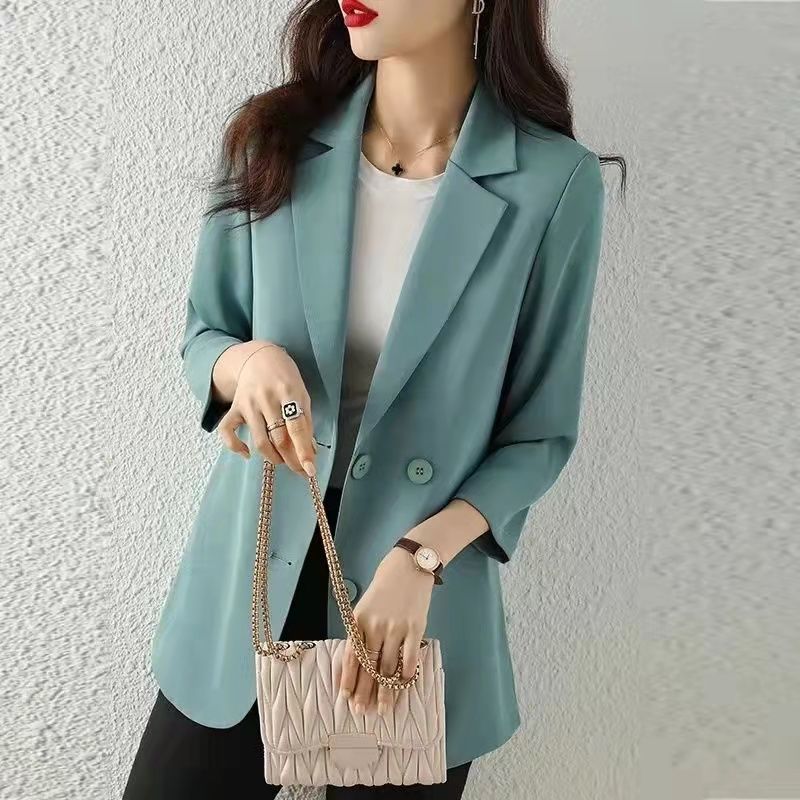 Small suit jacket women's spring and summer short Korean version loose all-match foreign style three-quarter sleeves casual chiffon sun protection clothing 556