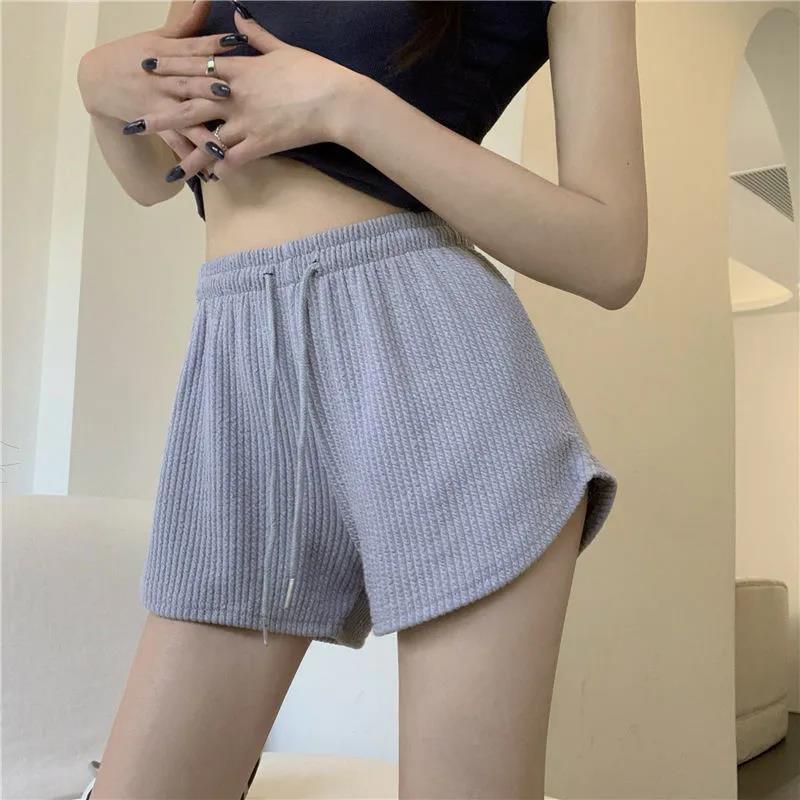 Drawstring sports pants women's spring and summer  new waffle loose slim hot girl casual hot pants wide-leg pants