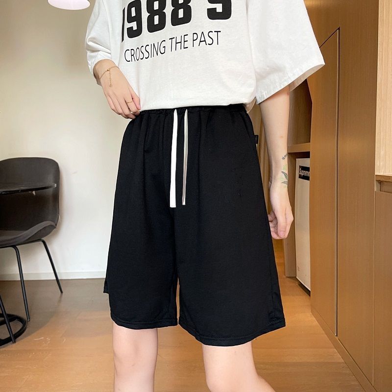 Wide leg pants female student summer 2022 new Korean version casual and versatile 5-point straight pants loose and thin short pants
