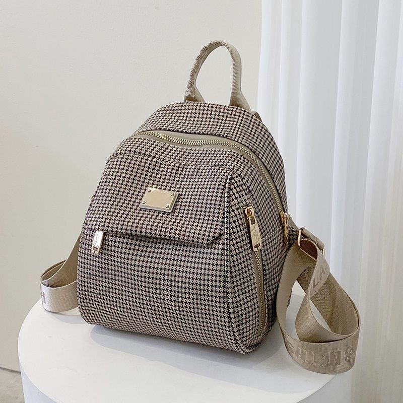 Backpack Women's Lightweight Printed Mini 2022 New Casual Houndstooth Travel Fashion Women's Bag Leather Small Bag
