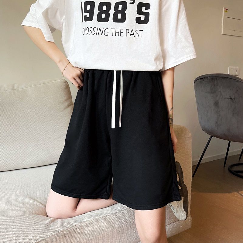Wide leg pants female student summer 2022 new Korean version casual and versatile 5-point straight pants loose and thin short pants
