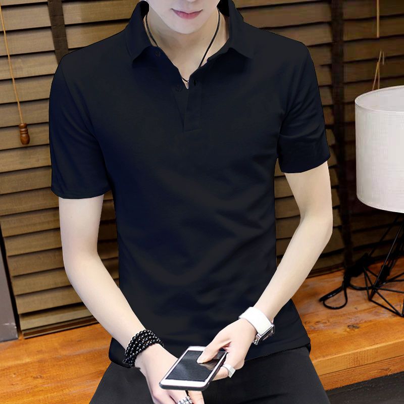 Men's lapel POLO shirt summer short-sleeved t-shirt loose casual business trend men's clothing bottoming shirt 1/2 piece