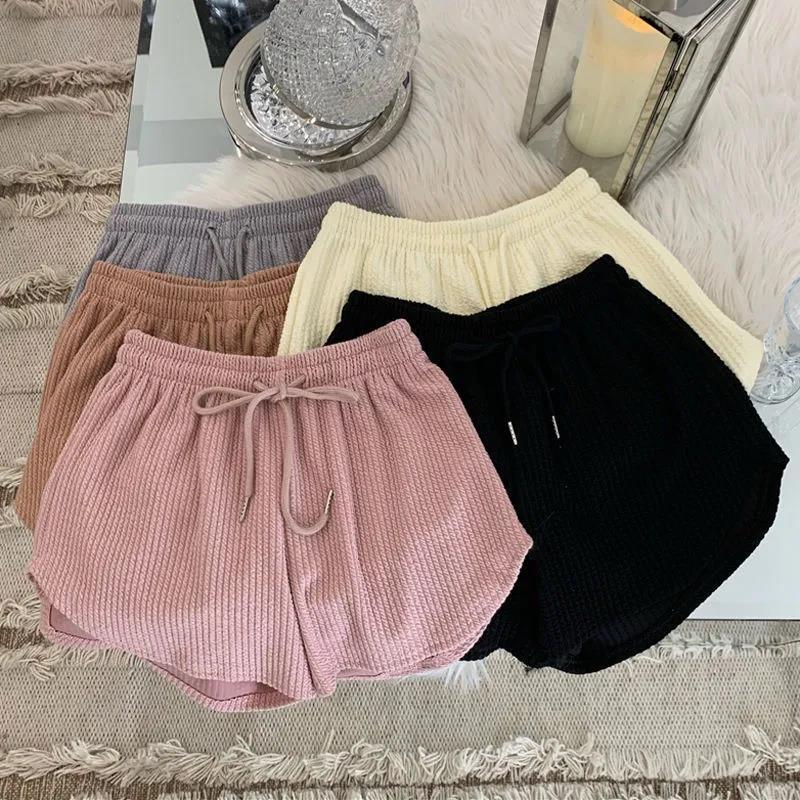 Drawstring sports pants women's spring and summer  new waffle loose slim hot girl casual hot pants wide-leg pants