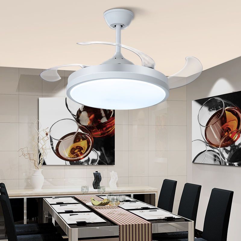 金雨莱 led隐形风扇灯42寸白客厅餐厅卧室风扇吊灯家用变频带遥控