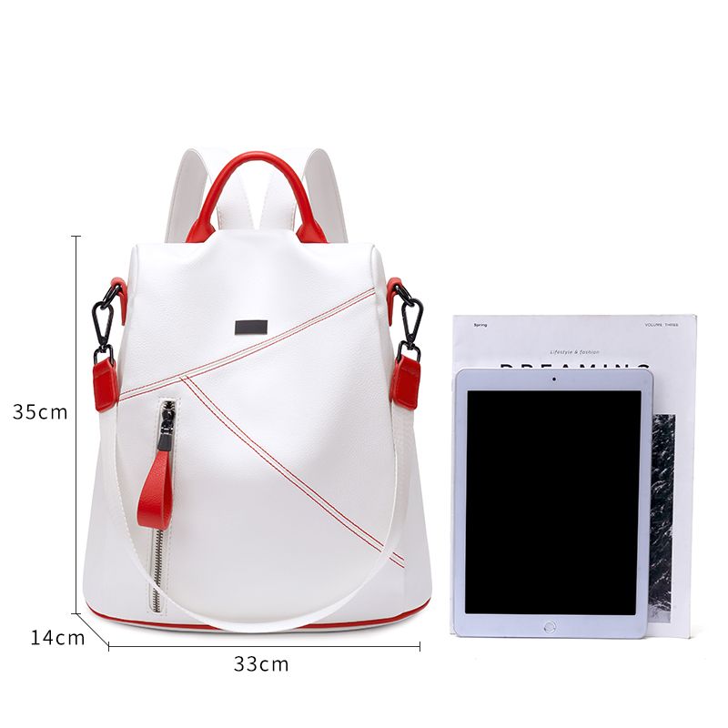 Leather backpack women's  new school bag Korean version of the simple fashion all-match soft leather large-capacity travel bag