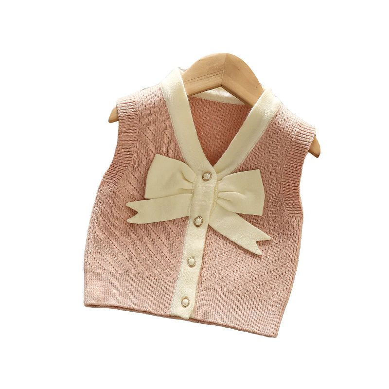 外穿洋气3岁女宝宝开衫女童马甲毛衣马夹2022春季婴儿针织小背心