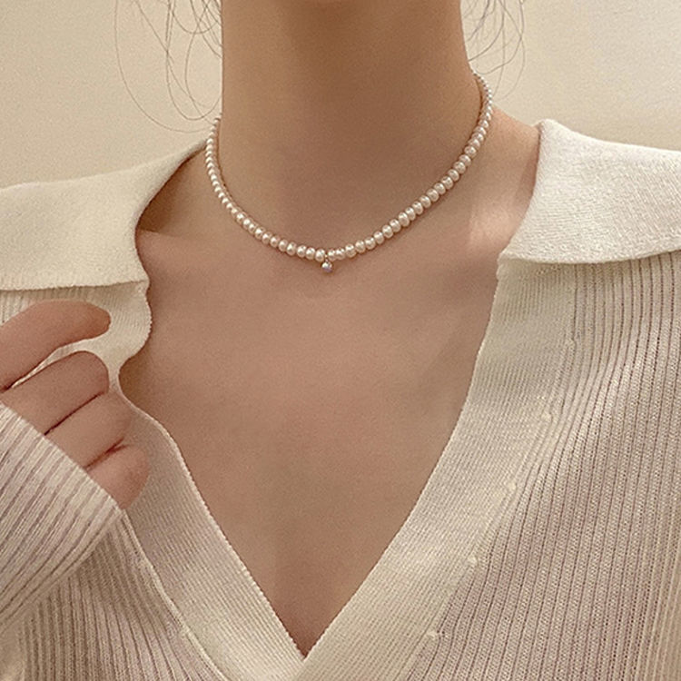 小众设计巴洛克珍珠项链复古宫廷风法式少女水滴闪钻珍珠项链