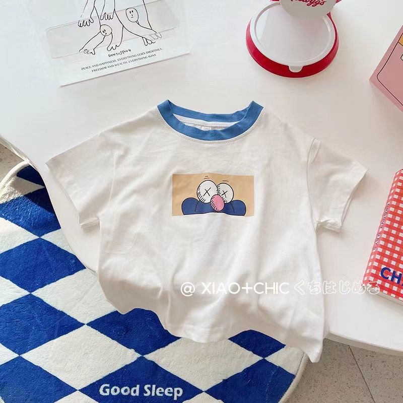Fresh blue ~ Korean version of children's summer striped shorts baby overalls boys casual pants thin section tide