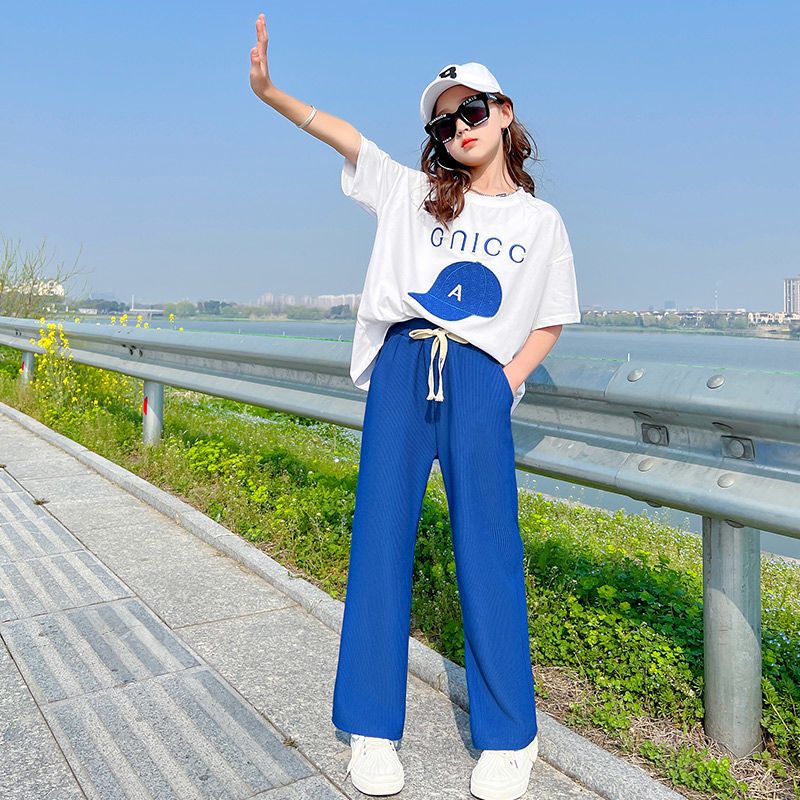 女童网红套装短袖夏装时髦洋气阔腿裤中大童儿童夏季女孩衣服