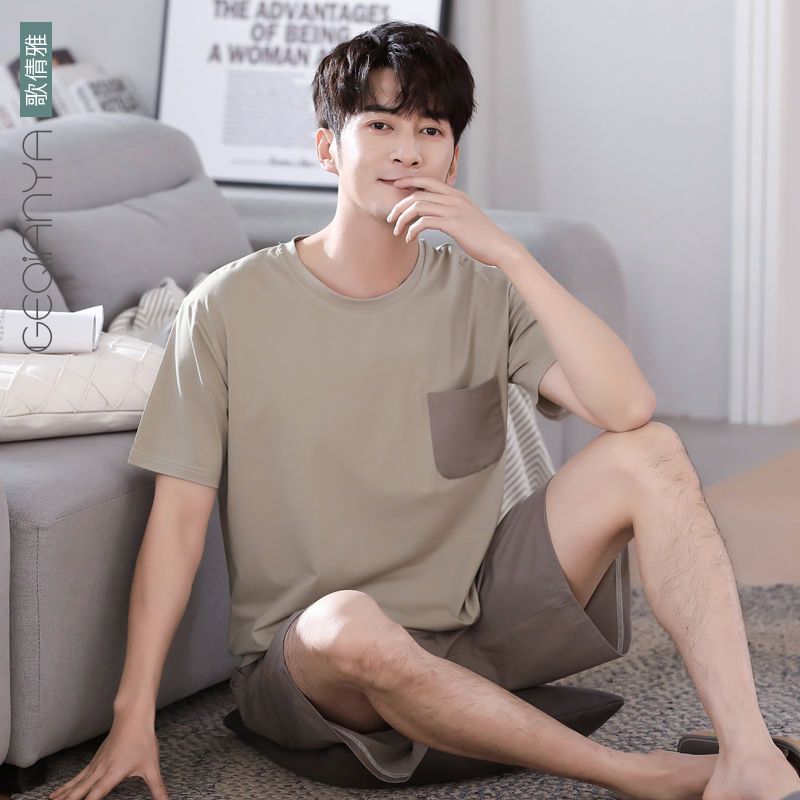 Modal men's pajamas men's summer new thin section youth summer men's loose home service suits can be worn outside