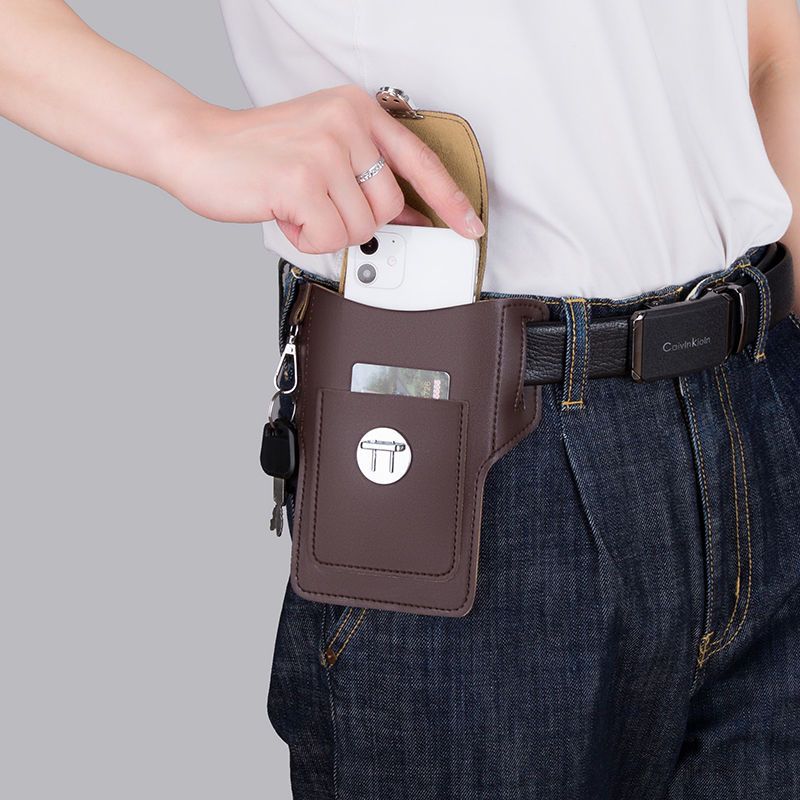 新款防盗手机腰包男士工地干活手机包套可放烟盒挂钥匙穿皮带专用