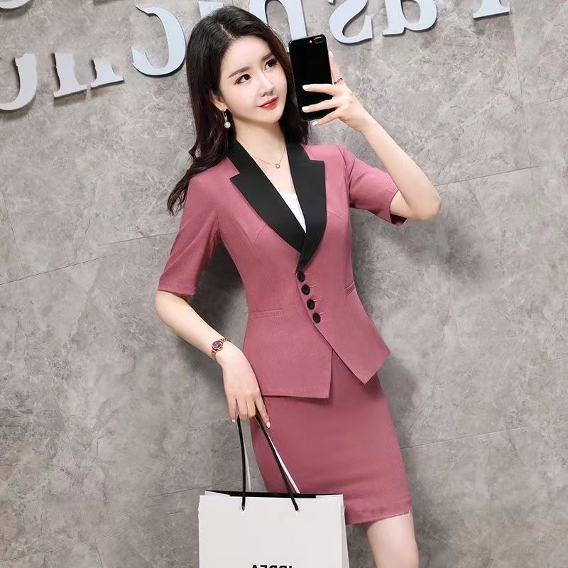 High-end jewelry store work clothes, professional temperament women's suits, summer hotel management front desk reception uniform work clothes