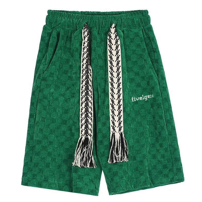American retro Street hip hop checkerboard sports shorts men's and women's summer casual straight pants