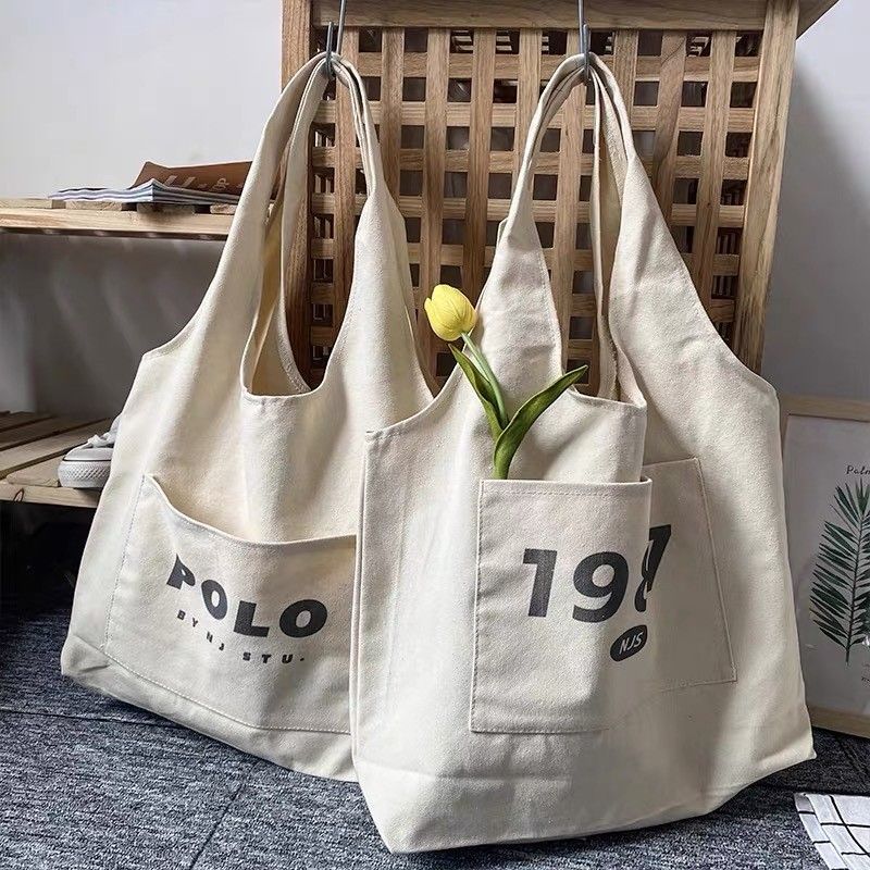 2022 New Bag Canvas Bag Vest Handbag Shoulder Bag Female Large Capacity Raw Bag Versatile Student Class Bag