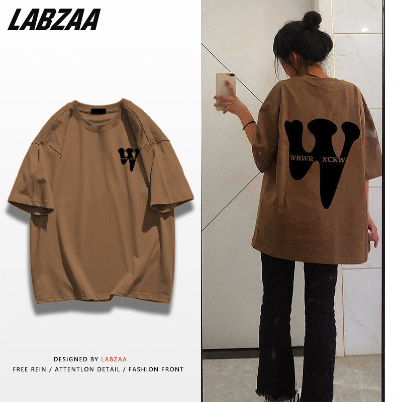 LABZAA American high street retro cotton short-sleeved t-shirt women's summer design sense niche loose top men's ins tide