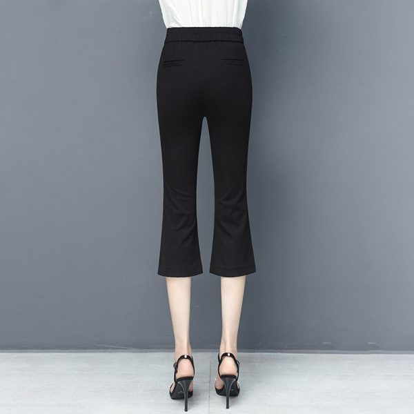 Large size fat mm300kg summer new thin high waist cropped fishtail flare pants women's casual Korean micro flare pants