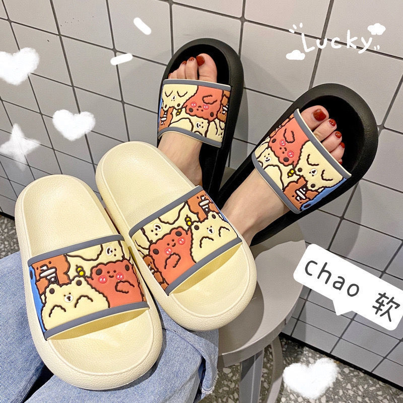 拖鞋女夏日外穿街頭可愛韓版熊居家室內浴室防滑防臭輕便學生涼鞋