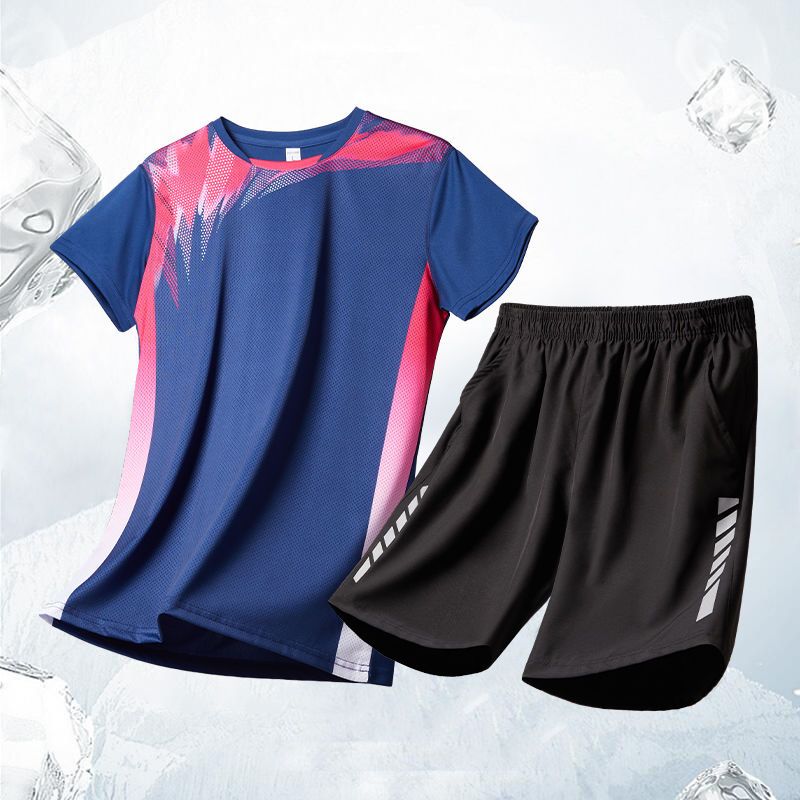 羽毛球服男夏季冰絲速干短袖運動套裝網球乒乓球服寬鬆定製衣服女
