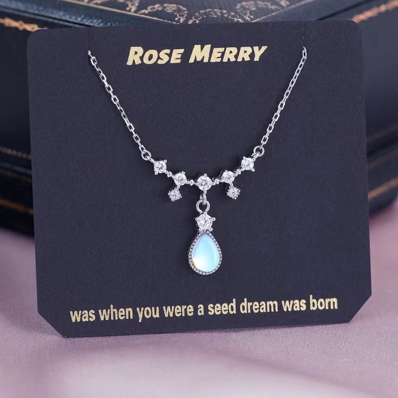 Moonstone necklace light luxury niche advanced  new style non-fading permanent washable ins student clavicle chain