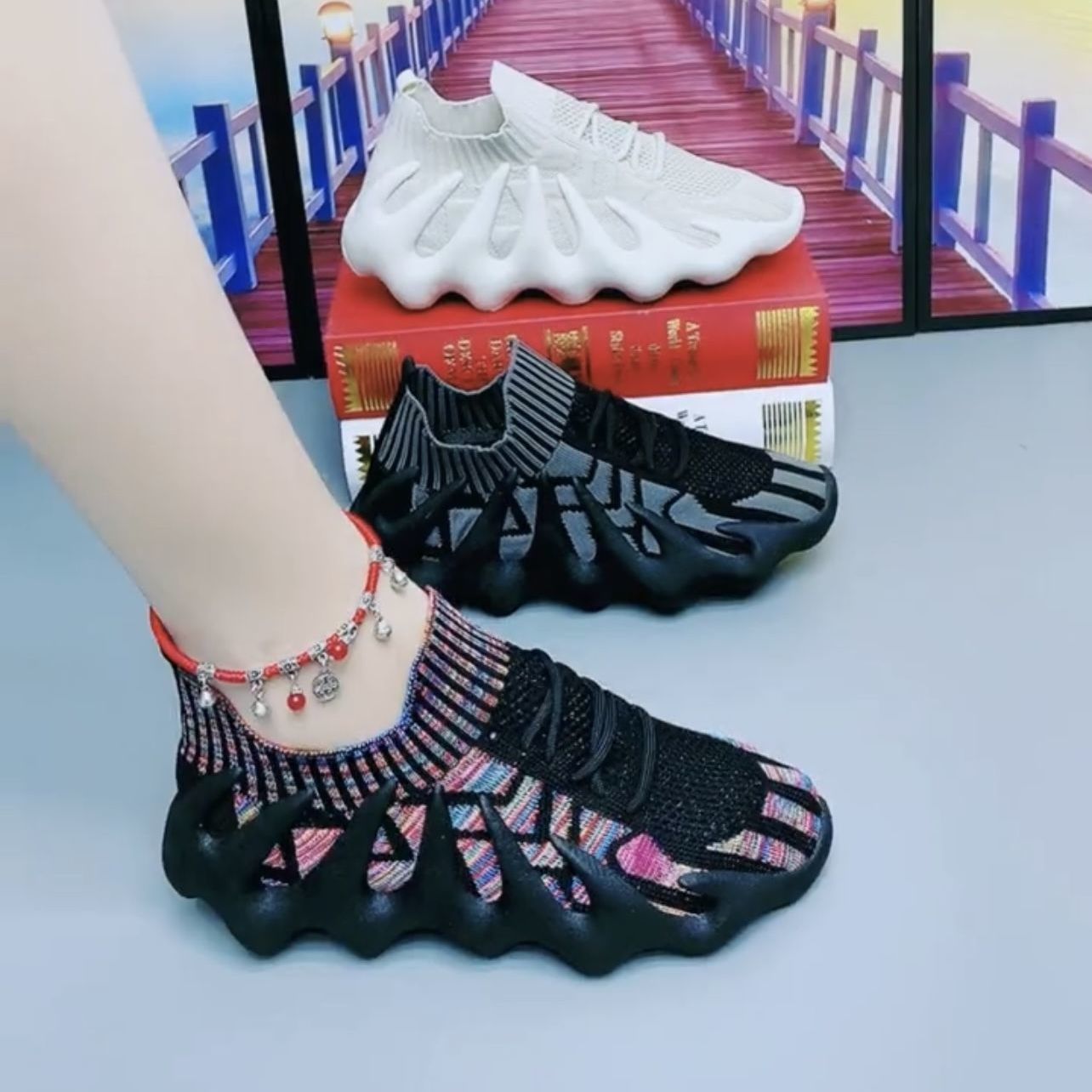 椰子鞋子女2022款夏秋老爹鞋八爪魚透氣網面飛織鞋百搭休閒運動鞋