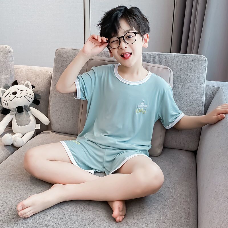 Modal children's pajamas summer thin section boy home service suit big boy summer little boy short-sleeved air-conditioning suit