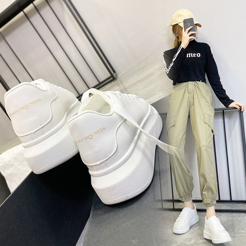 麥昆小白鞋女厚底2023春新款增高老爹鞋網紅百搭ins潮休閒運動鞋
