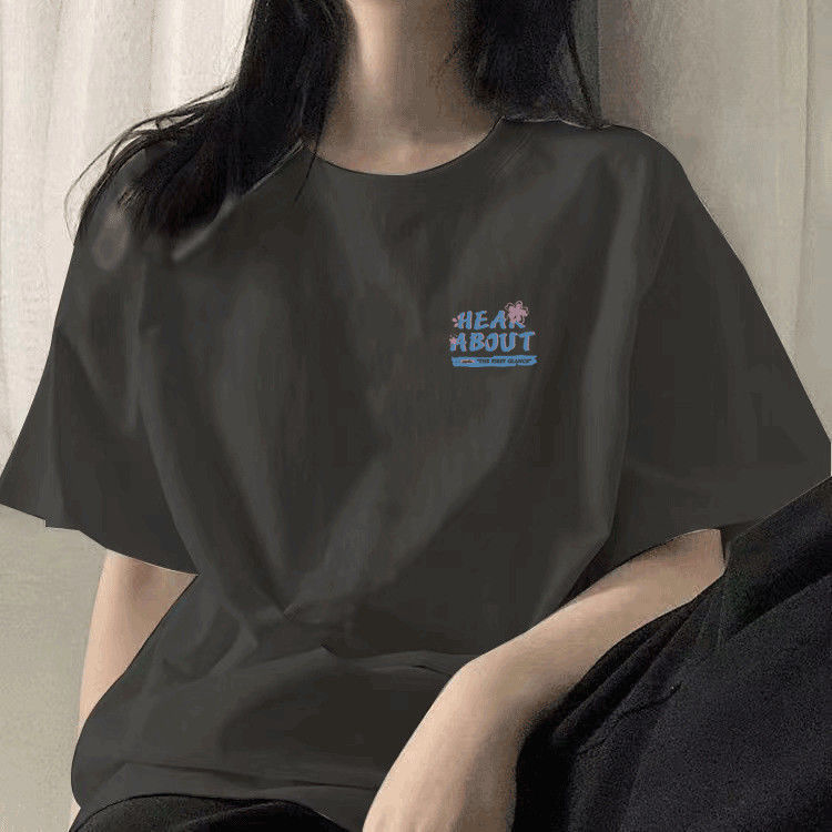 100% cotton short sleeve t-shirt female student 2022 summer new Korean version versatile loose design sense niche top