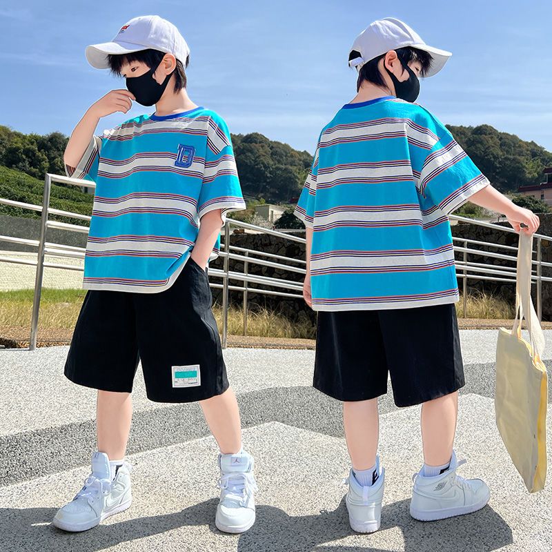 男童夏裝套裝夏季2023新款男孩酷帥衣服潮網紅炸街短袖帥氣兒童裝