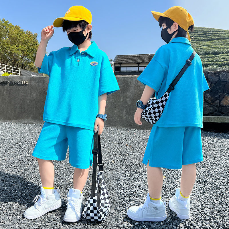 男童套裝帥氣中大童休閒2023新款夏裝兒童polo衫洋氣短袖男孩夏季
