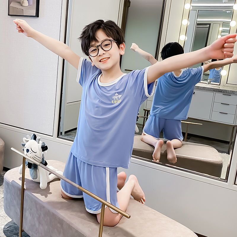 Modal children's pajamas summer thin section boy home service suit big boy summer little boy short-sleeved air-conditioning suit