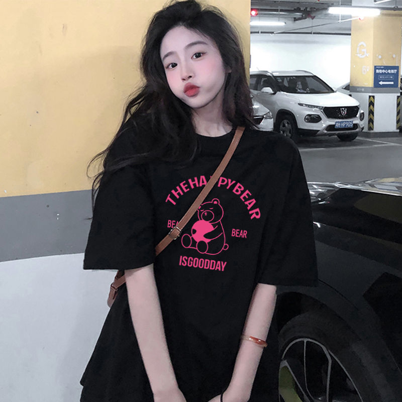 100%純棉短袖t恤女2023夏季新款韓版寬鬆學生原宿BF風百搭ins上衣