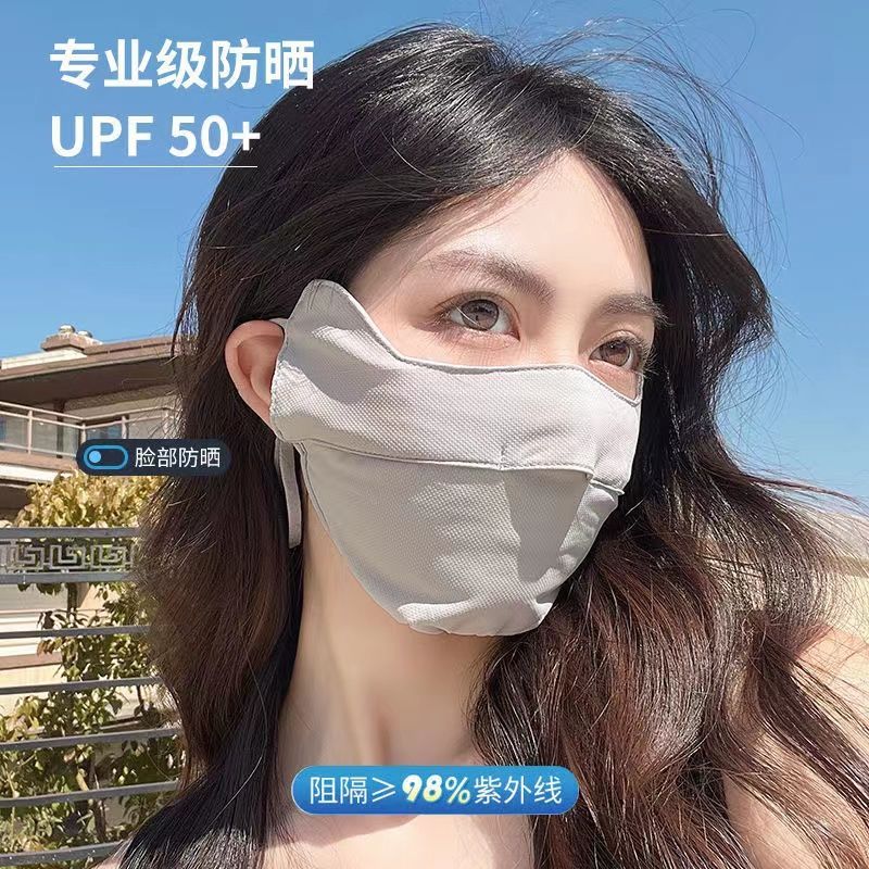 夏季防晒面罩女护眼角防尘透气冰丝薄款防紫外线UPF50+防晒口罩女