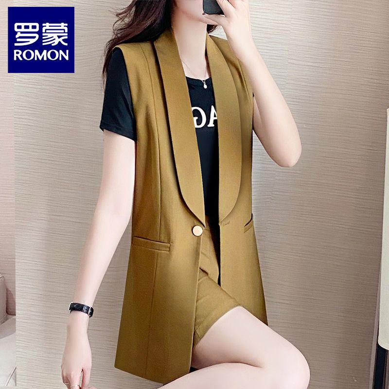 Roman vest women's outerwear ginger yellow  new summer foreign style fashionable Korean version vest sleeveless suit jacket
