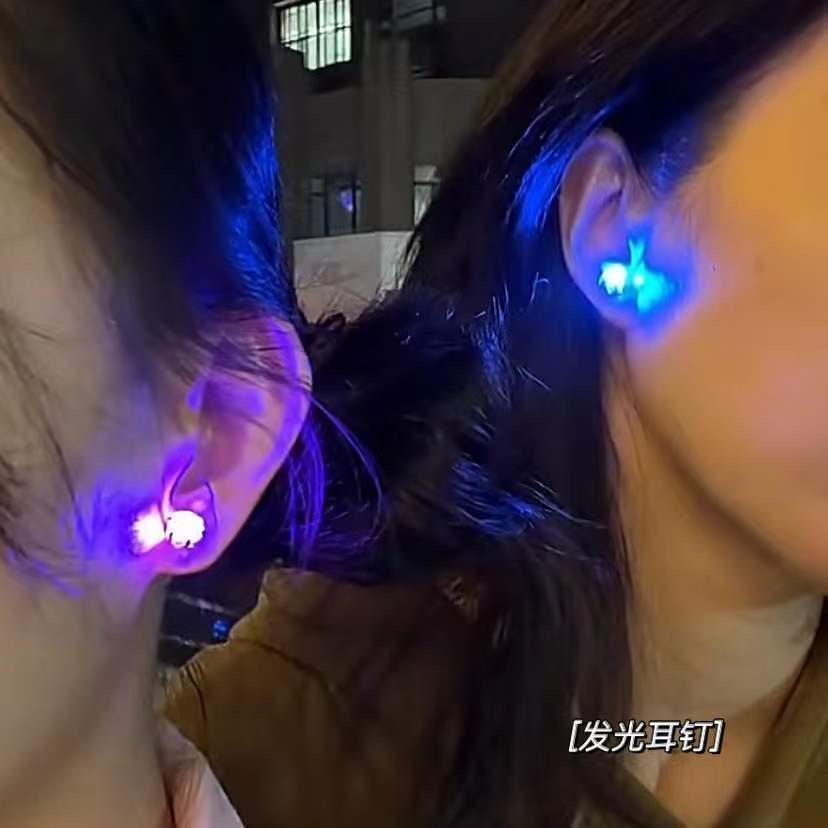 Colorful luminous earrings ins cool style high-end luminous earrings hot girl nightclub disco trendy couple