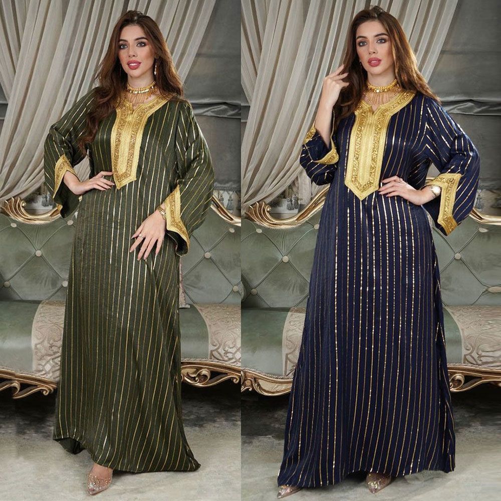 Middle East Dubai Dress Lined Muslim Robe French Velvet Gold Lace Hot Diamond Saudi Arabian Evening Dress